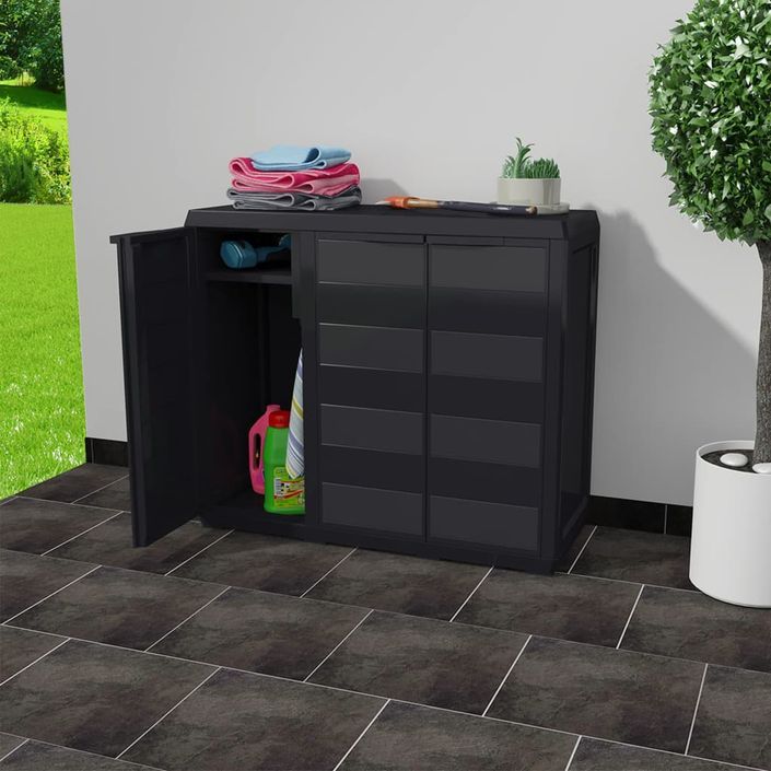 Armoire de rangement de jardin avec 2 étagères Noir - Photo n°2