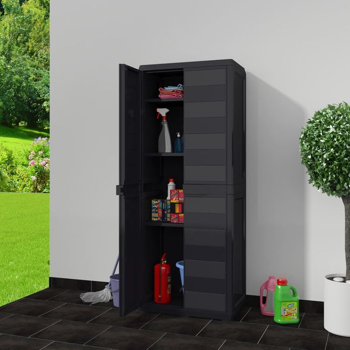 Armoire de rangement de jardin avec 3 étagères Noir - Photo n°2