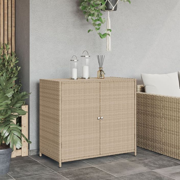 Armoire de rangement de jardin beige 83x45x76 cm résine tressée - Photo n°3