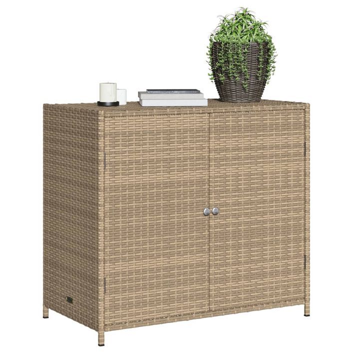 Armoire de rangement de jardin beige 83x45x76 cm résine tressée - Photo n°4