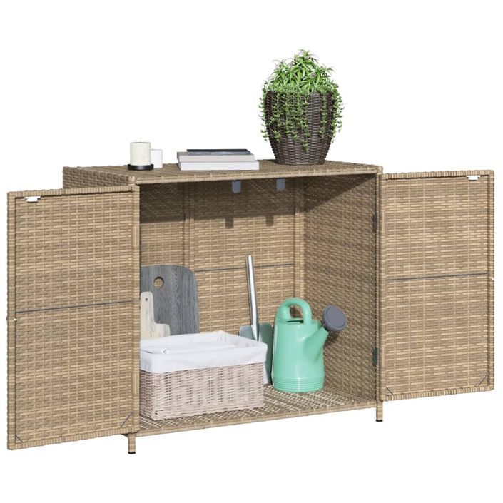 Armoire de rangement de jardin beige 83x45x76 cm résine tressée - Photo n°5