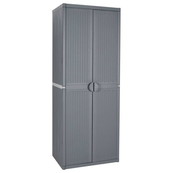 Armoire de rangement de jardin gris 65x45x172 cm PP rotin - Photo n°1