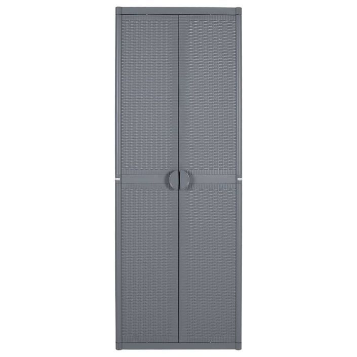 Armoire de rangement de jardin gris 65x45x172 cm PP rotin - Photo n°2