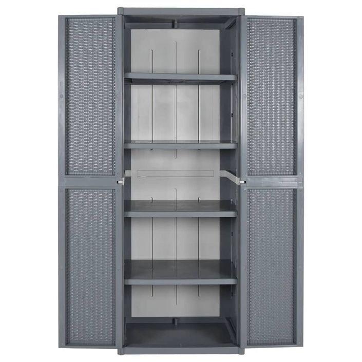 Armoire de rangement de jardin gris 65x45x172 cm PP rotin - Photo n°4