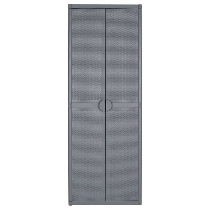 Armoire de rangement de jardin gris 65x45x172 cm PP rotin - Photo n°2