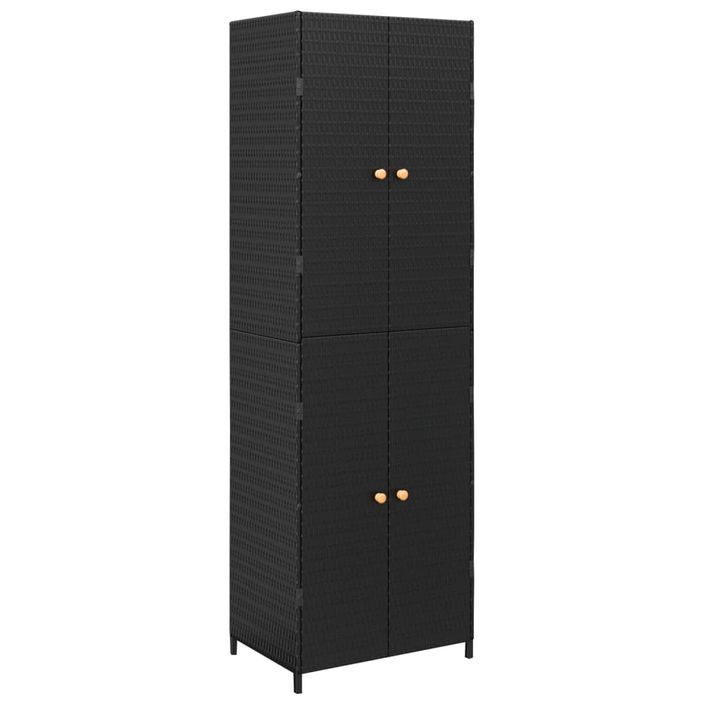 Armoire de rangement de jardin Noir 59x40x180 cm Résine tressée - Photo n°1