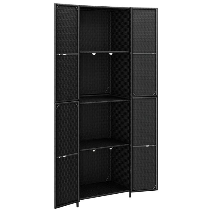 Armoire de rangement de jardin Noir 59x40x180 cm Résine tressée - Photo n°3