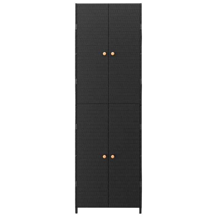 Armoire de rangement de jardin Noir 59x40x180 cm Résine tressée - Photo n°4