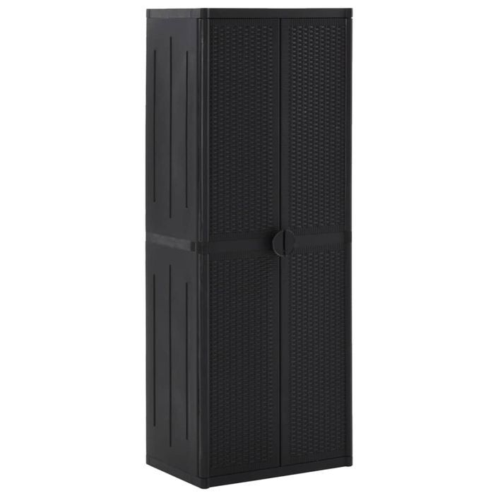 Armoire de rangement de jardin Noir 65x45x172 cm PP 2 - Photo n°1