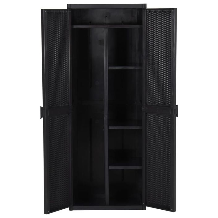 Armoire de rangement de jardin Noir 65x45x172 cm PP 2 - Photo n°6