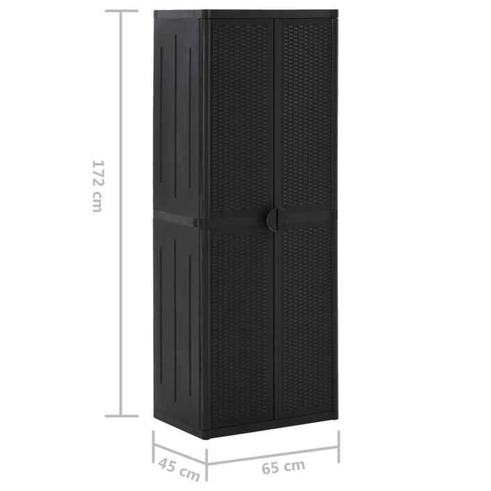 Armoire de rangement de jardin Noir 65x45x172 cm PP 2 - Photo n°7