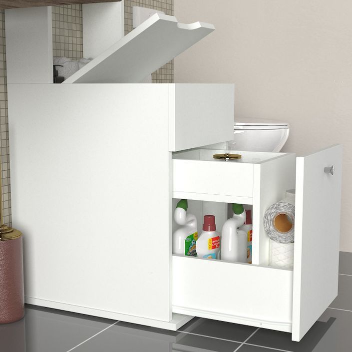 Armoire de rangement de toilette bois blanc 39.6 cm - Photo n°4