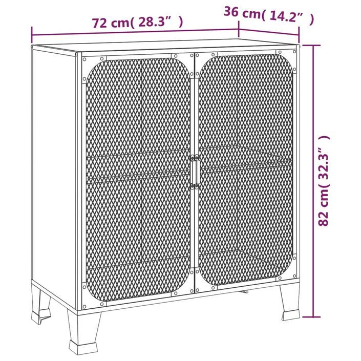 Armoire de rangement Gris 72x36x82 cm Métal et MDF - Photo n°9