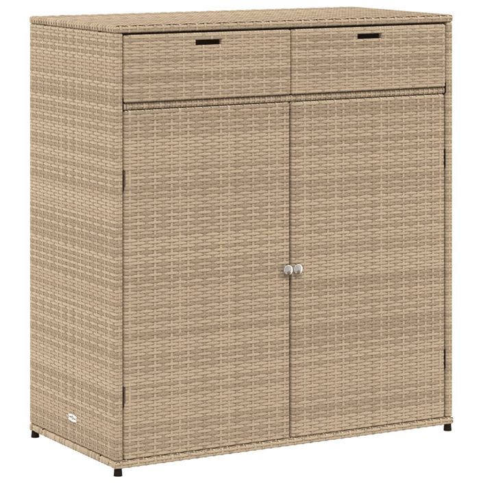 Armoire de rangement jardin beige 105x55x113 cm résine tressée - Photo n°2