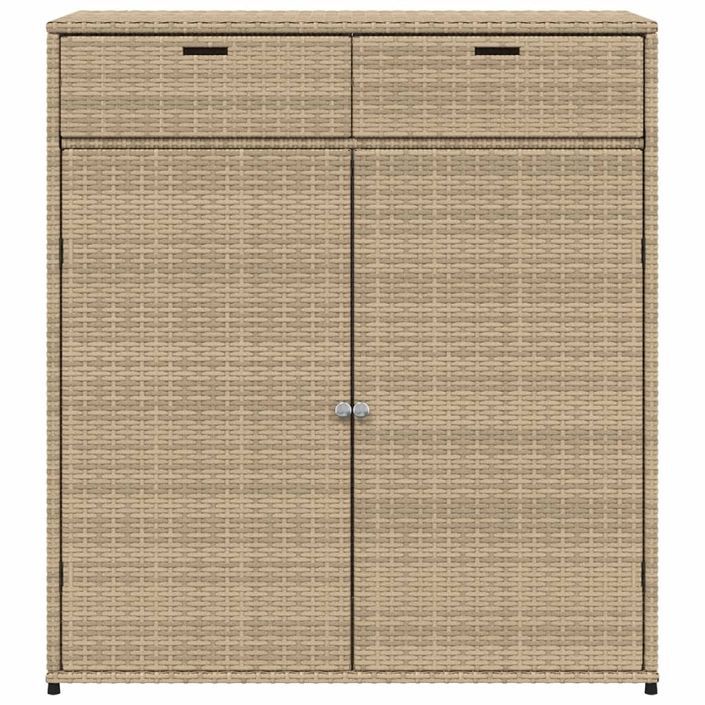 Armoire de rangement jardin beige 105x55x113 cm résine tressée - Photo n°7