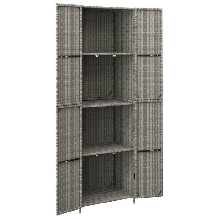 Armoire de rangement jardin Gris 59x40x180 cm Résine tressée - Photo n°3