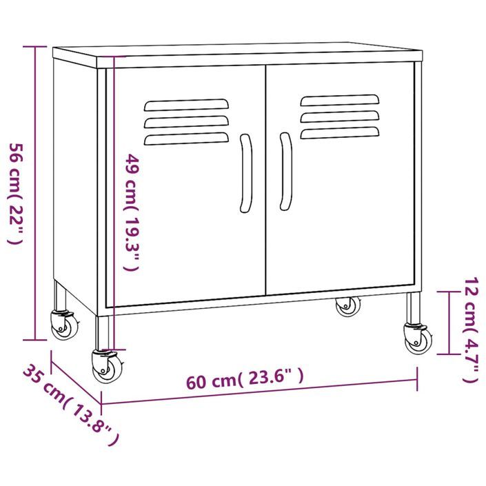 Armoire de rangement Jaune moutarde 60x35x56 cm Acier - Photo n°9