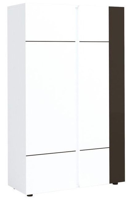 Armoire de rangement lumineux 2 portes bois laqué blanc et anthracite Koyd - Photo n°1