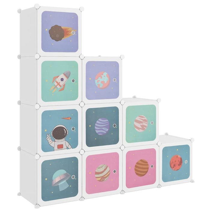 Armoire de rangement pour enfants avec 10 cubes Blanc PP - Photo n°1