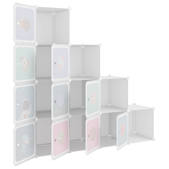 Armoire de rangement pour enfants avec 10 cubes Blanc PP - Photo n°6