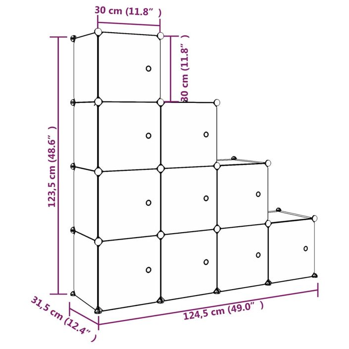 Armoire de rangement pour enfants avec 10 cubes Blanc PP - Photo n°8