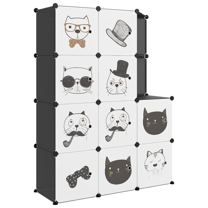 Armoire de rangement pour enfants avec 10 cubes Noir PP - Photo n°1