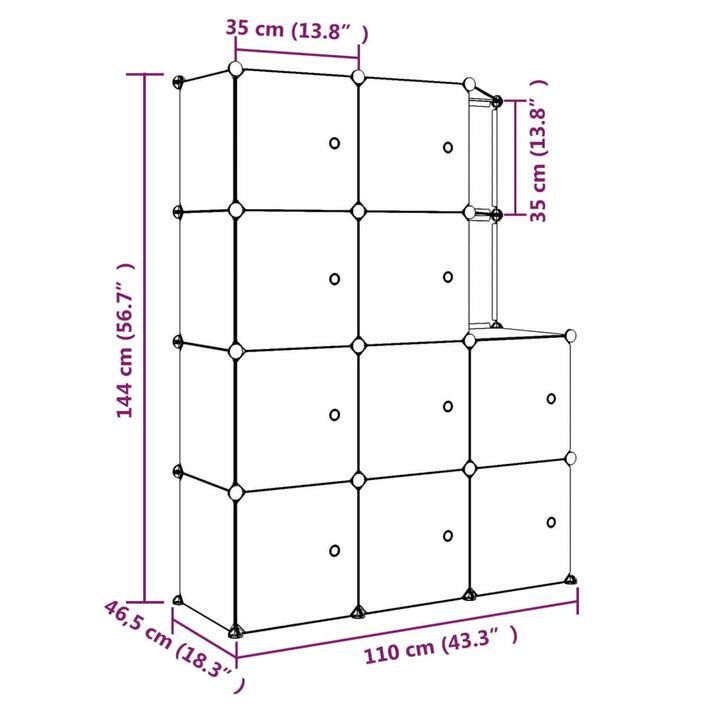 Armoire de rangement pour enfants avec 10 cubes Noir PP - Photo n°8