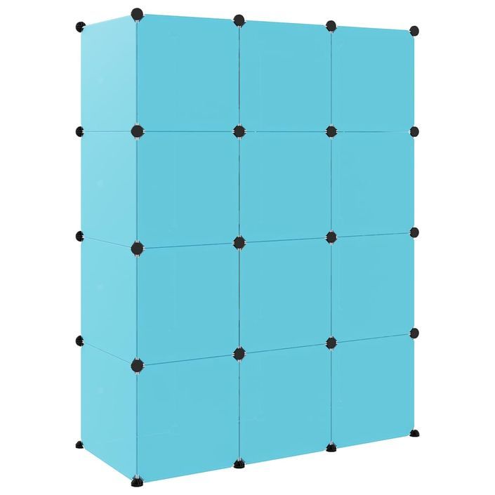 Armoire de rangement pour enfants avec 12 cubes Bleu PP - Photo n°5