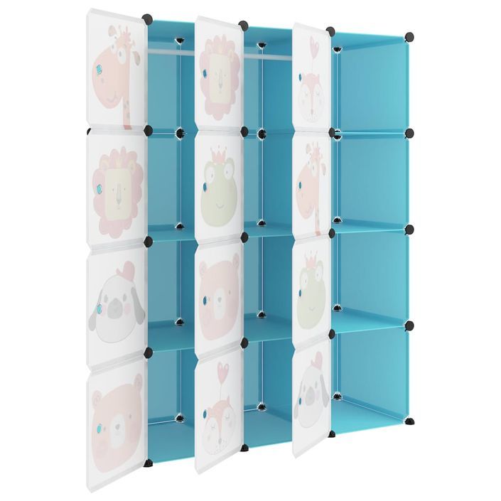 Armoire de rangement pour enfants avec 12 cubes Bleu PP - Photo n°6