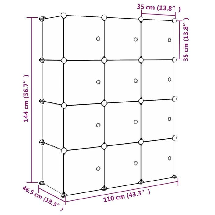 Armoire de rangement pour enfants avec 12 cubes Bleu PP - Photo n°8