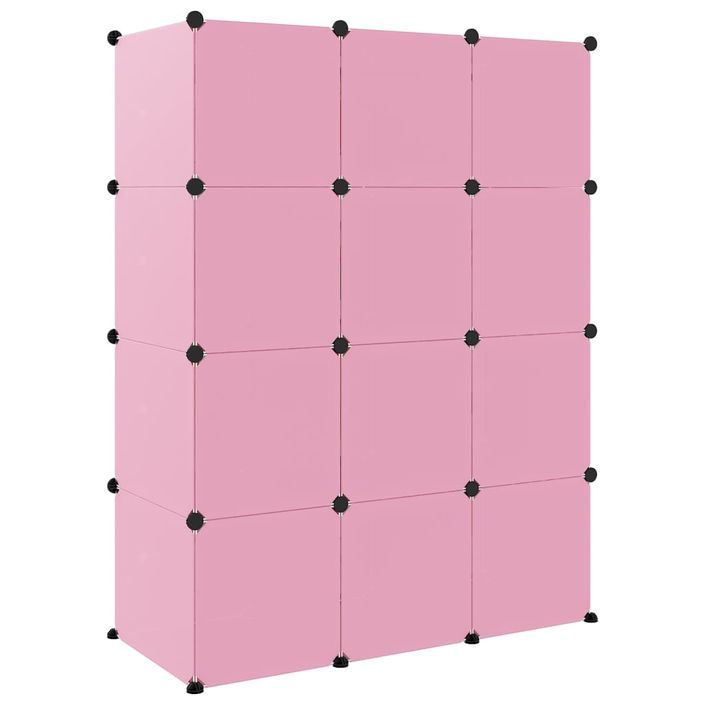 Armoire de rangement pour enfants avec 12 cubes Rose PP - Photo n°5