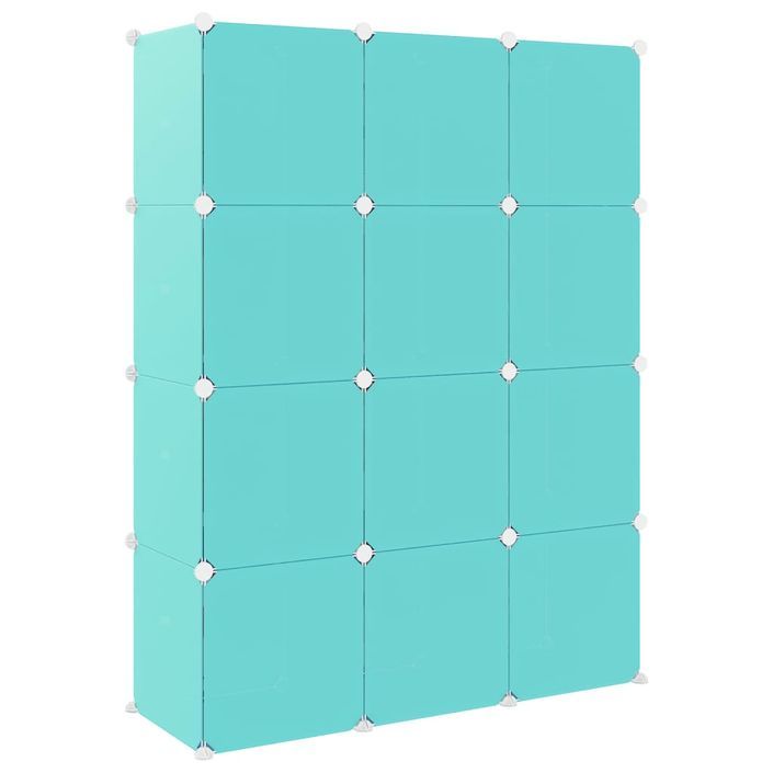 Armoire de rangement pour enfants avec 12 cubes Vert PP - Photo n°5