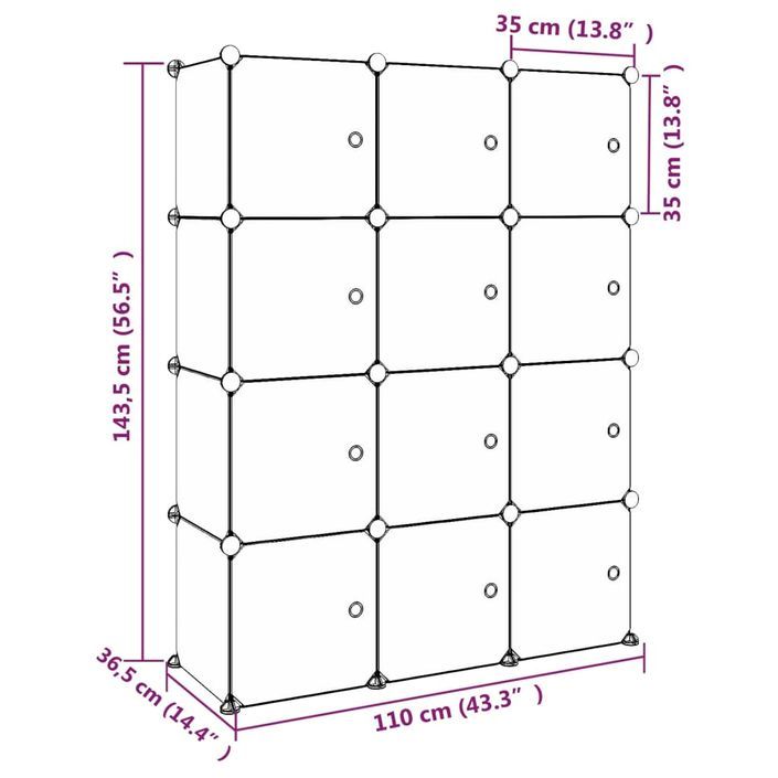 Armoire de rangement pour enfants avec 12 cubes Vert PP - Photo n°8