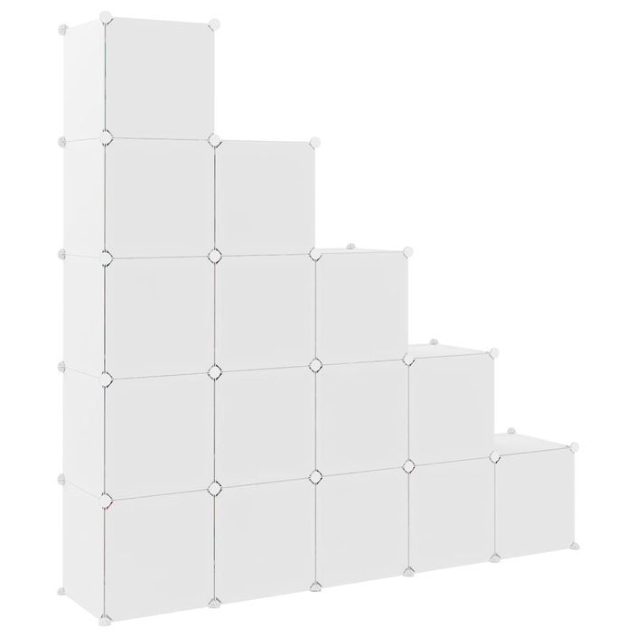 Armoire de rangement pour enfants avec 15 cubes Blanc PP - Photo n°5