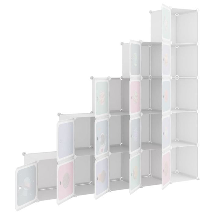 Armoire de rangement pour enfants avec 15 cubes Blanc PP - Photo n°6