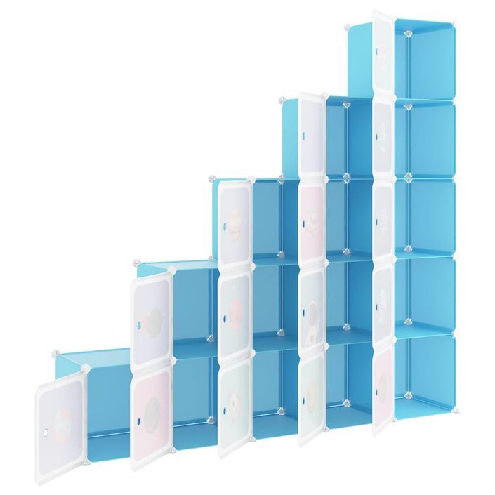 Armoire de rangement pour enfants avec 15 cubes Bleu PP - Photo n°6