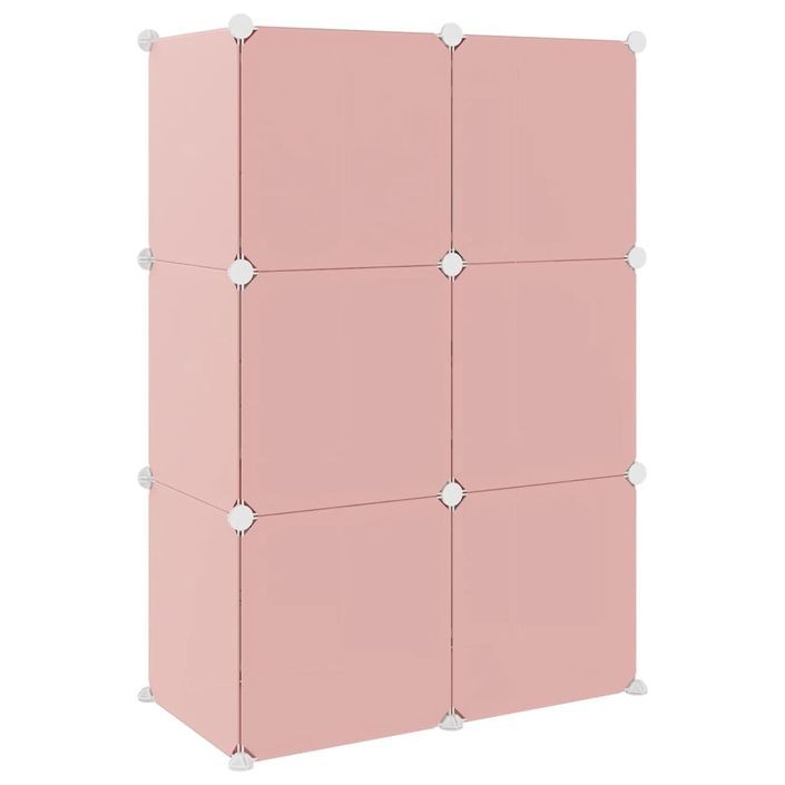 Armoire de rangement pour enfants avec 6 cubes Rose PP - Photo n°5