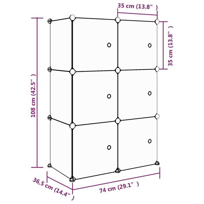 Armoire de rangement pour enfants avec 6 cubes Rose PP - Photo n°8