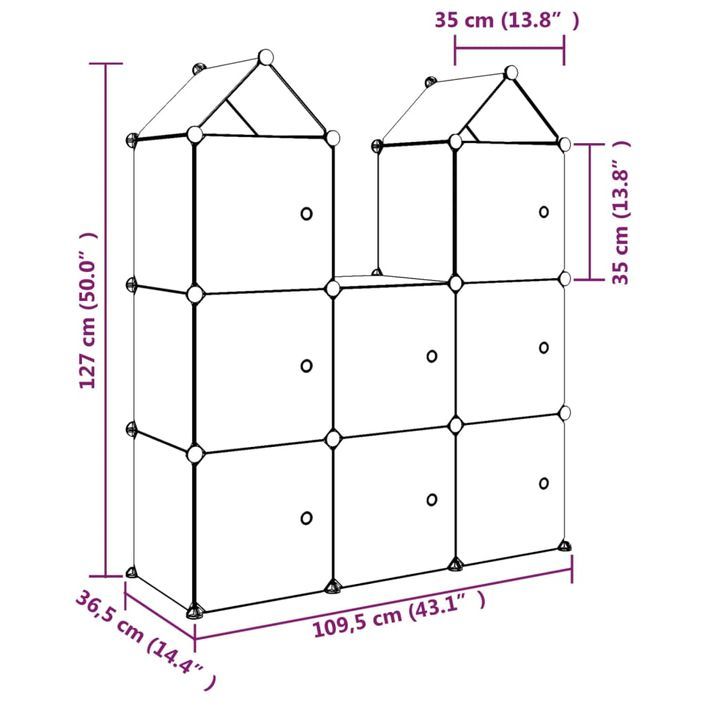 Armoire de rangement pour enfants avec 8 cubes Bleu PP - Photo n°8