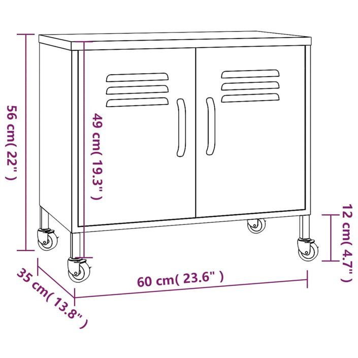 Armoire de rangement Rose 60x35x56 cm Acier - Photo n°9