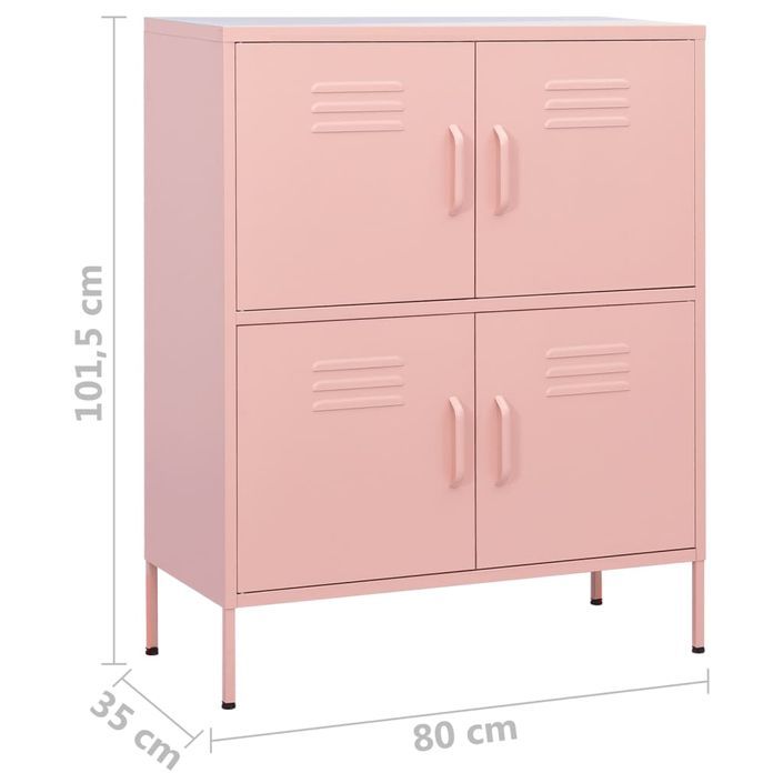 Armoire de rangement Rose 80x35x101,5 cm Acier - Photo n°9