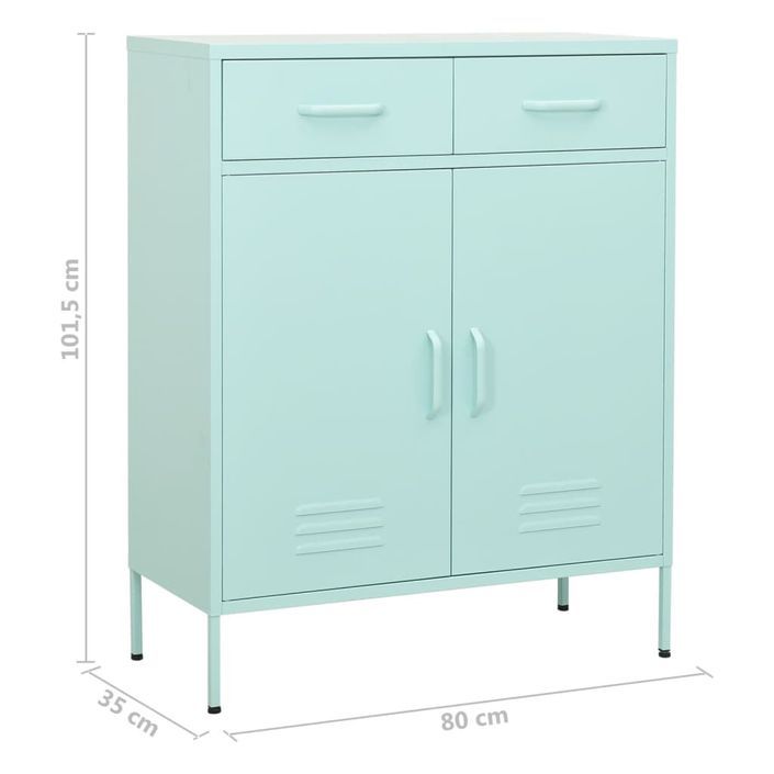 Armoire de rangement Vert menthe 80x35x101,5 cm Acier 4 - Photo n°10