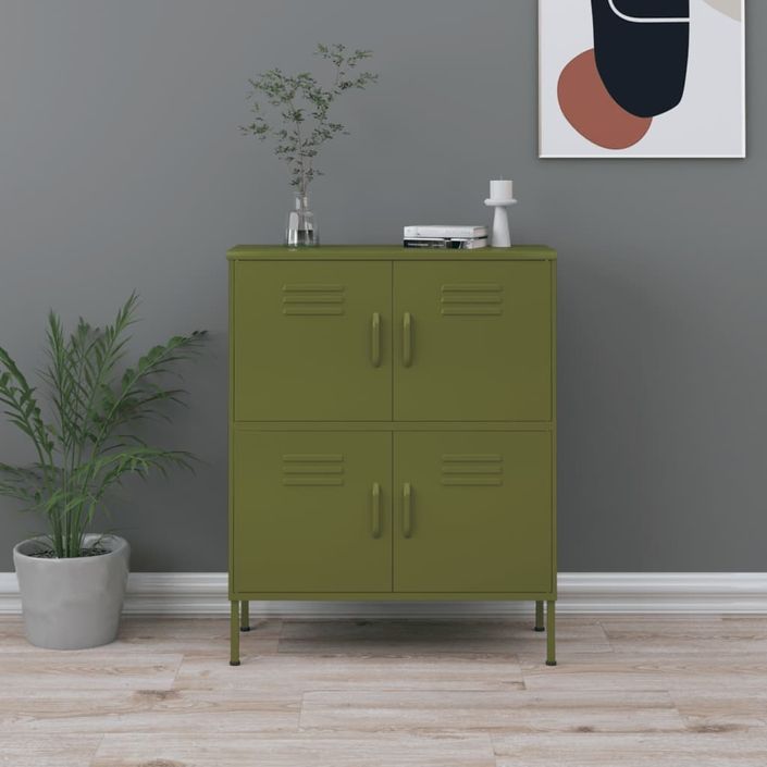 Armoire de rangement Vert olive 80x35x101,5 cm Acier 3 - Photo n°1