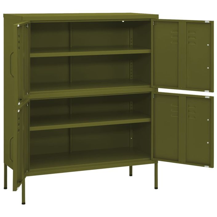 Armoire de rangement Vert olive 80x35x101,5 cm Acier 3 - Photo n°6