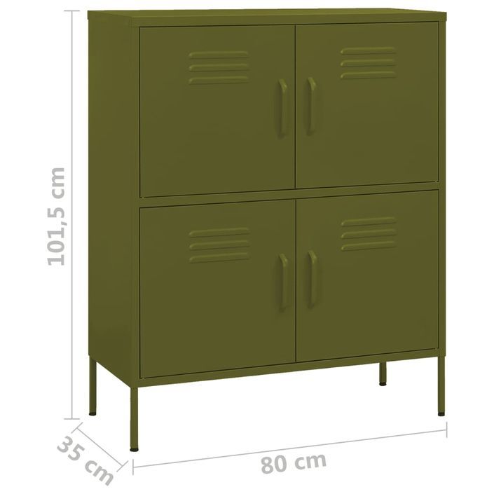 Armoire de rangement Vert olive 80x35x101,5 cm Acier 3 - Photo n°9