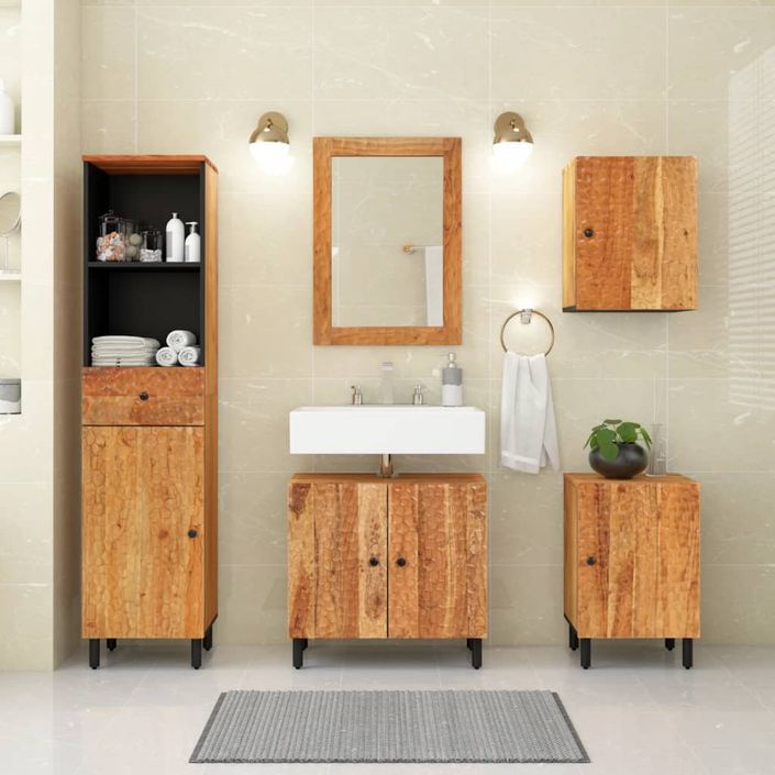 Armoire de salle de bain 38x33x58 cm bois massif d'acacia - Photo n°3