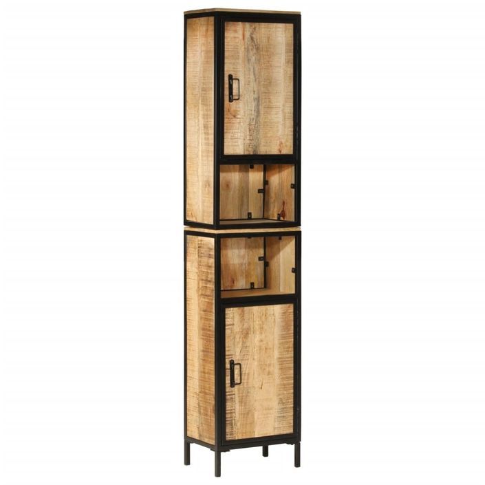 Armoire de salle de bain 40x27x180 cm fer et bois de manguier - Photo n°1