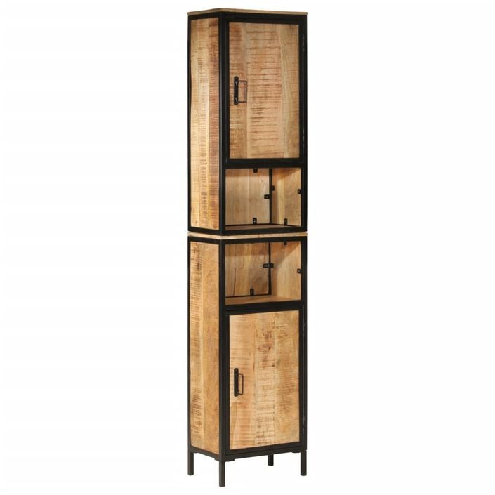 Armoire de salle de bain 40x27x180 cm fer et bois de manguier - Photo n°12