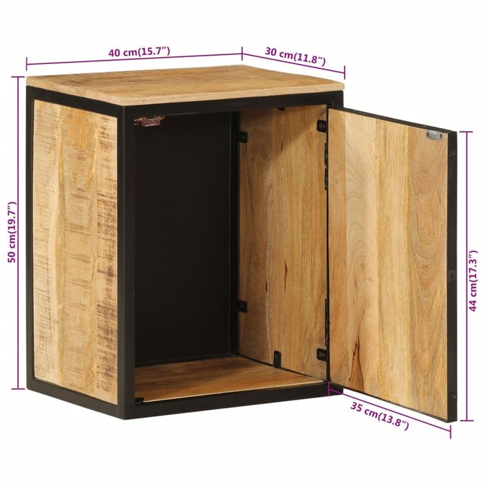 Armoire de salle de bain 40x30x50cm bois massif manguier et fer - Photo n°9