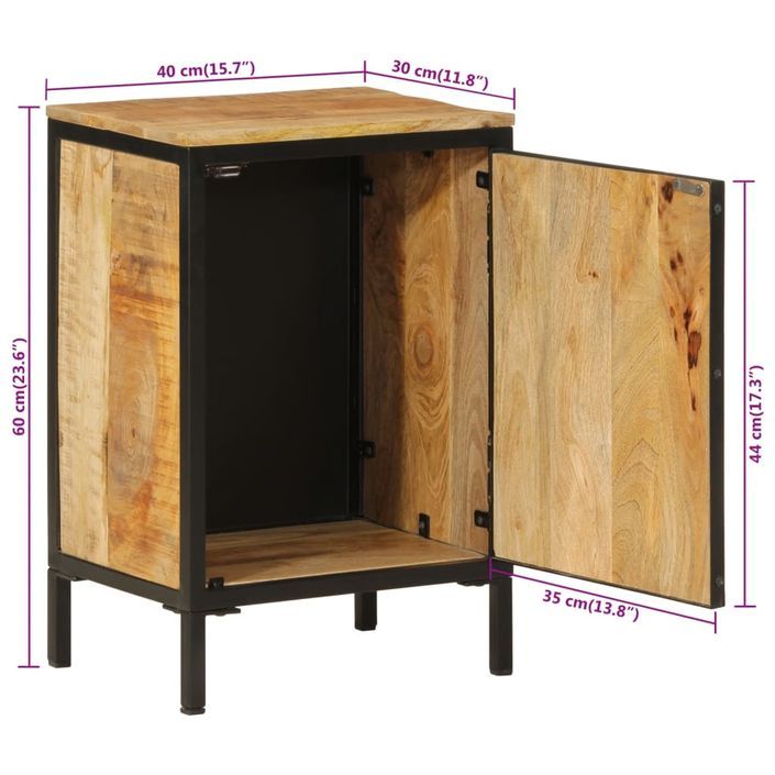 Armoire de salle de bain 40x30x60cm bois massif manguier et fer - Photo n°10